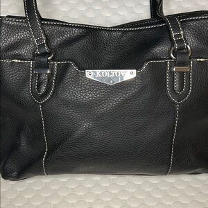Black Structured Shoulder Bag with Silver Hardware
